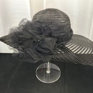 VINTAGE NWT David Cohen (?) Women's Black Church / Derby Wide Brim Hat